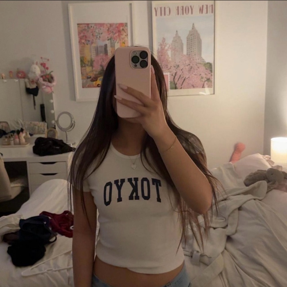 Brandy Melville White 'TOKYO' baby tee Purchased in Japan
